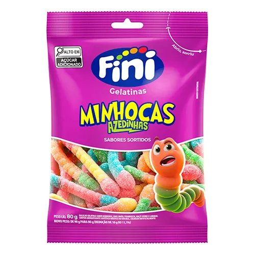 11767-BALA-DE-GELATINA-FINI-MINHOCAS-CITRICA-CAIXA-12-80G Bala de Gelatina Minhocas Cítrica 80g Caixa c/12 - Imagem 1