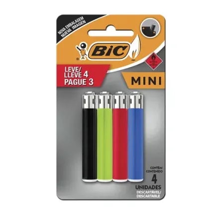 Isqueiro Bic Mini Cartela c/4