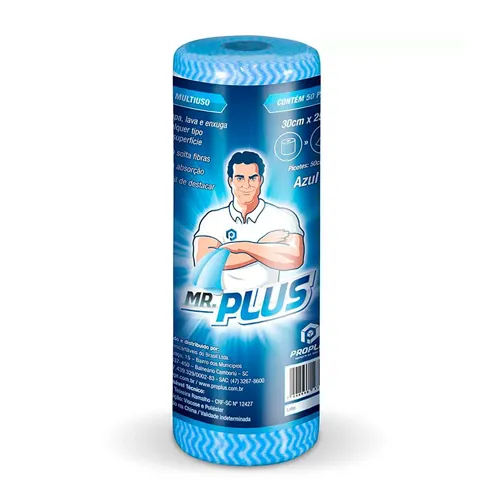 12714-PANO-TALGE-MULTIUSO-MR-PLUS-AZUL-ROLO-30X25 Pano Talge Multiuso Mr Plus Azul Rolo 30x25 - Imagem 1