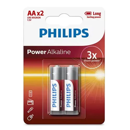 13062-PILHA-PHILIPS-ALCALINA-PEQUENA-CARTELA-COM-2 Pilha Philips Alcalina Pequena AA Cartela c/2 - Imagem 1